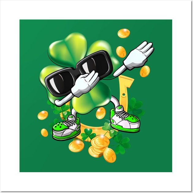 Dabbing Shamrock St Patricks Day Men Women Kids Wall Art by Jhon Towel